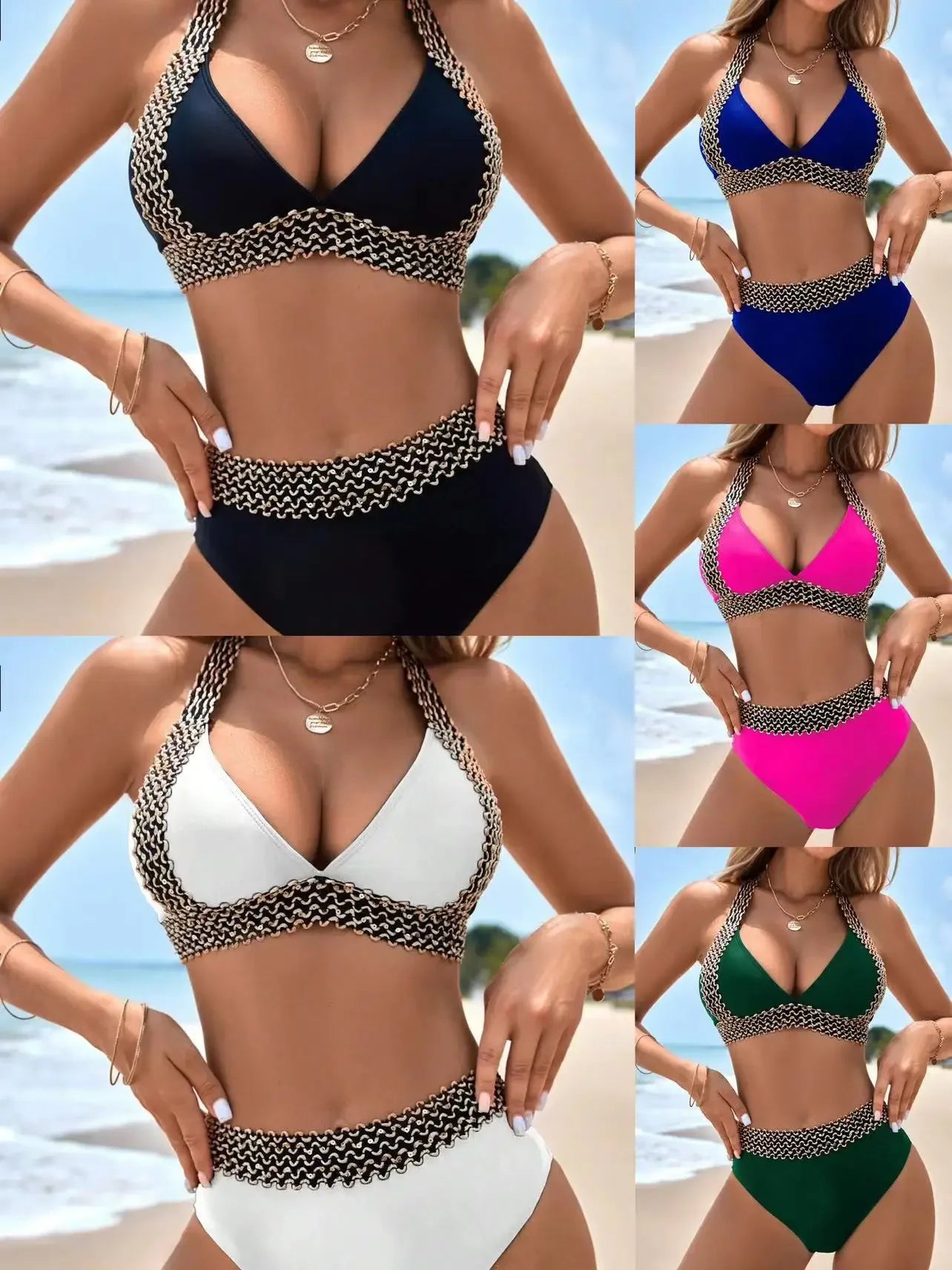 Frauen Bademode Böhmisch Bikini Set Sexy Push Up Badeanzug Damen Tanga NEU