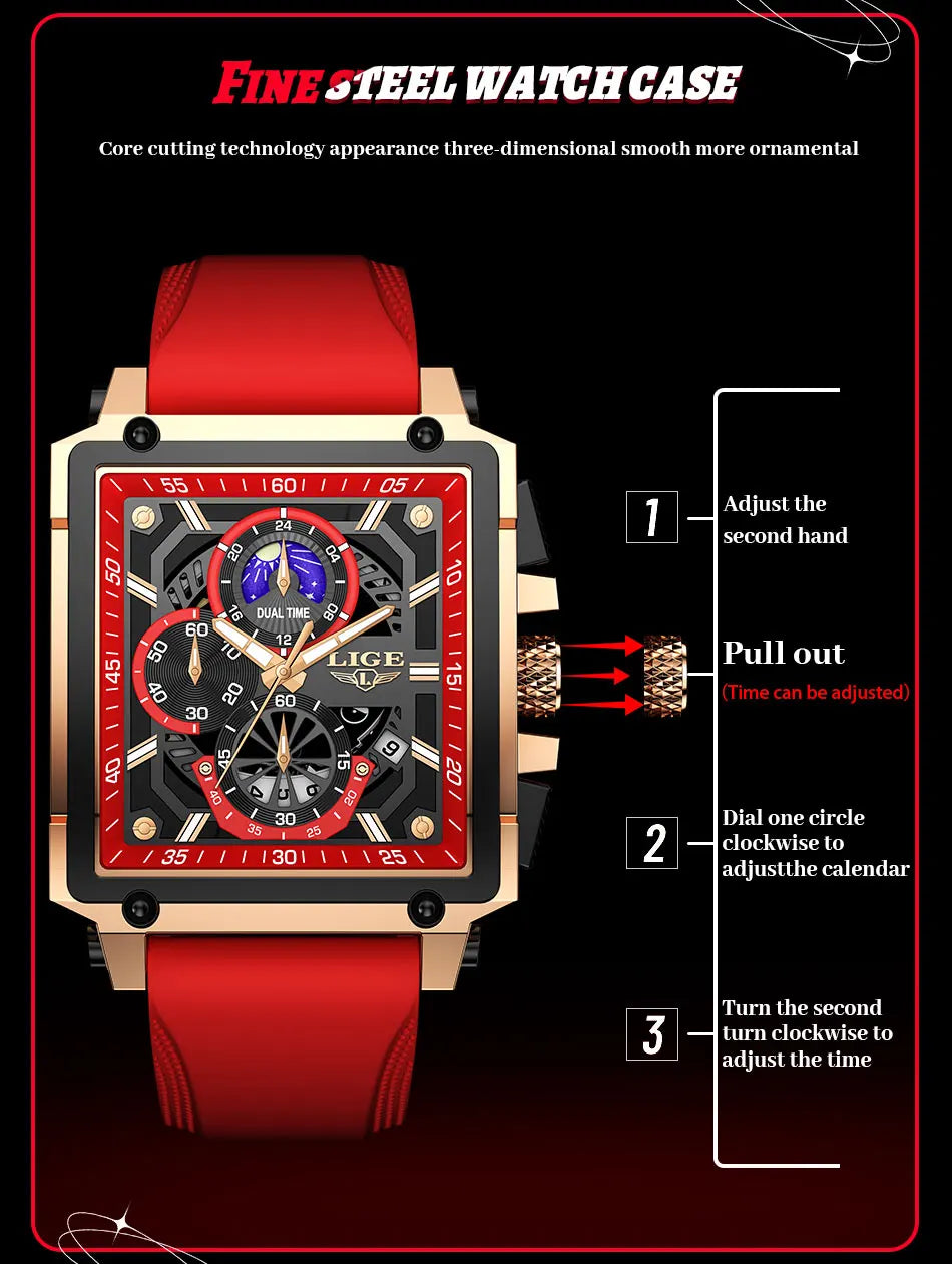 Orologio Uomo Quarzo Acciaio Inossidabile Orologio digitale Cronografo sportivo