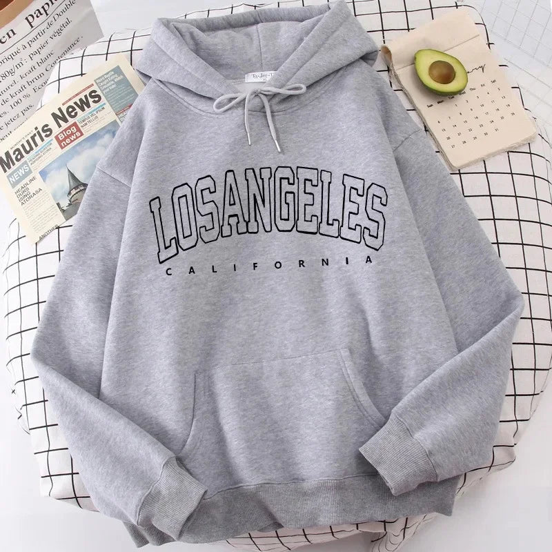 Felpa Con Cappuccio Donna Los Angeles Giacca Sportiva Hoodie Tuta Maglia Shirt