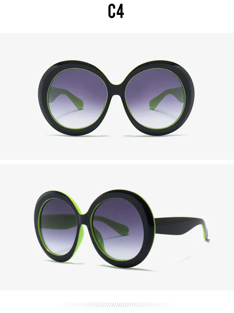 JNPCXI Übergroße Runde Sonnenbrille Frauen Männer Luxus Marke Großen Rahmen Sonnenbrille Brille Große Shades Unisex Reiten Brillen