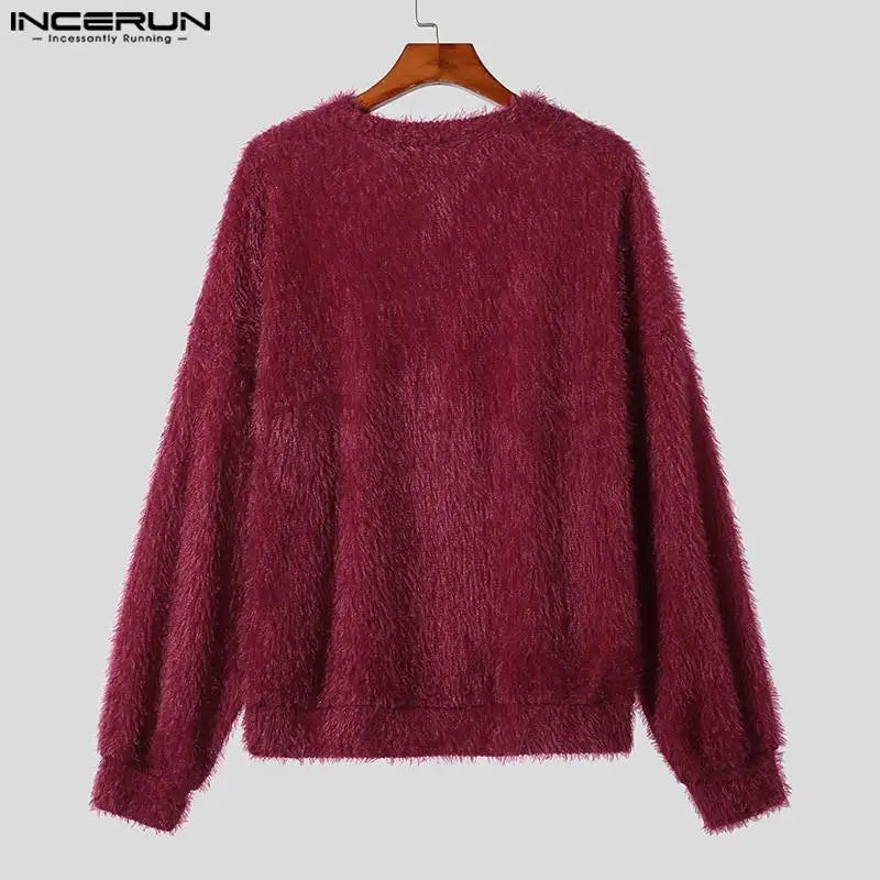 Herren Pullover Einfarbig Plüsch Sweatshirt Sweater Fashion Streetwear Pulli