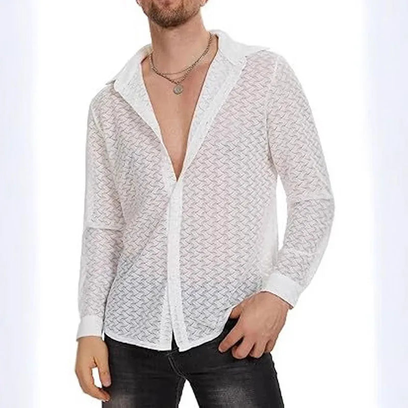 Fetisch Fashion Männer Oberteil Sexy Shirt Herren Body Hemd Transparent Clubwear