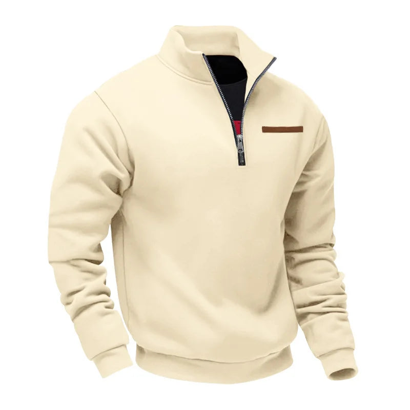 Herren Pullover Fleece Sweatshirt Troyer Pulli Sweater Stehkragen Langarmpulli