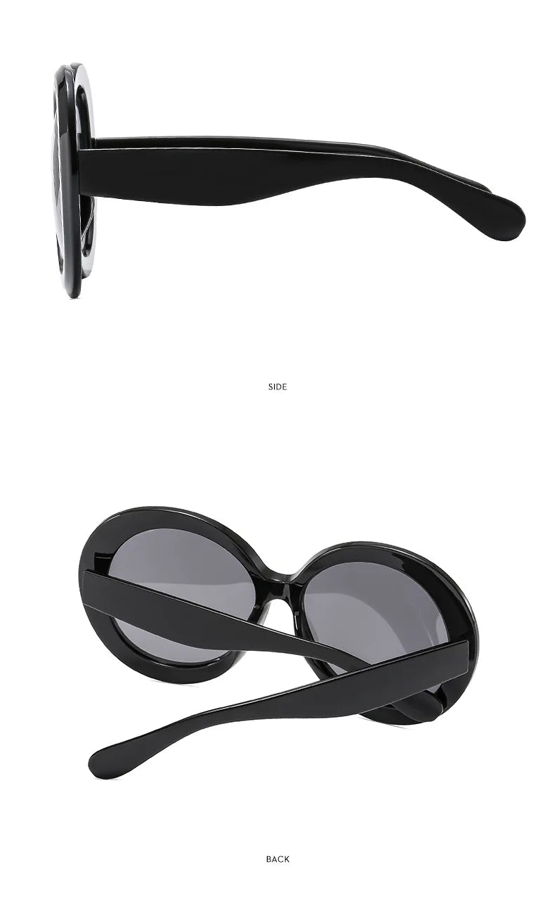 Damen Sonnenbrille Designer Luxus Brille Runde Übergröße Gläser Vintage UV400