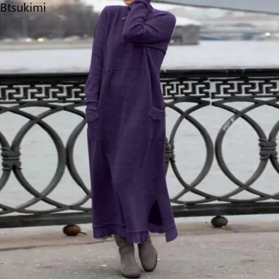 Damen Kapuzenpullover Minikleid Hoodie Sweatshirt Longtops Tunika Pullover Kleid