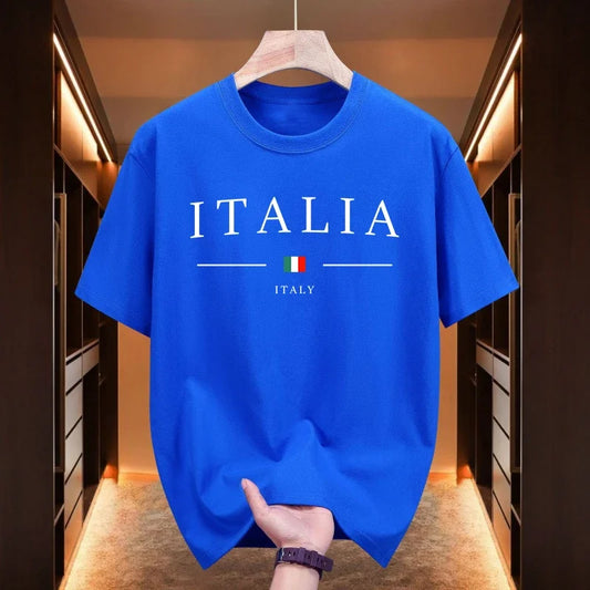 T-Shirt Uomo Manica Corta Italia Maglietta Camicia Maglia Italy 100% Cotone