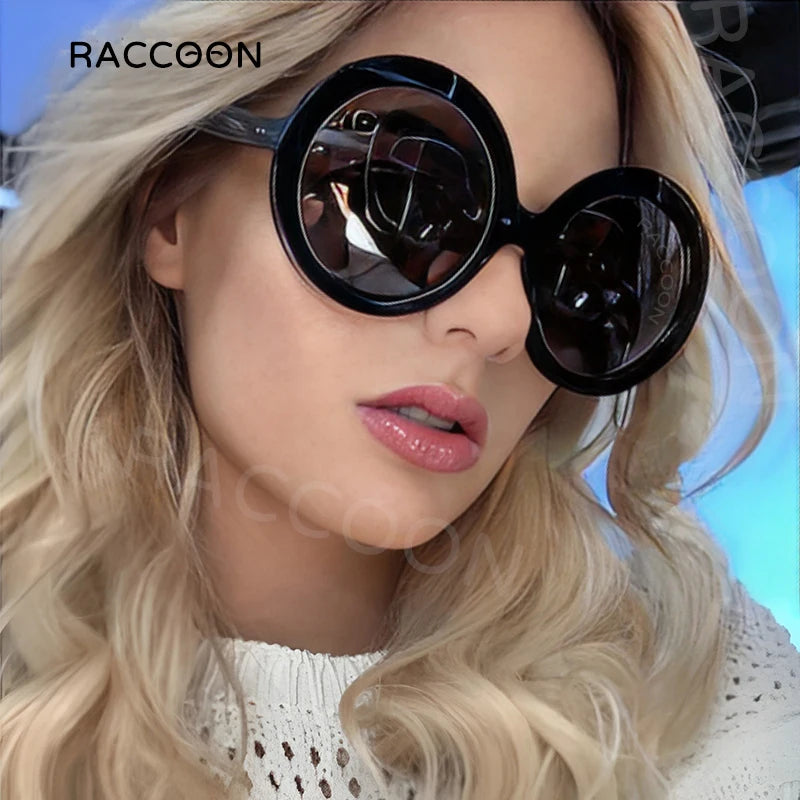 Damen Designer Luxus Brille Sonnenbrille Runde Übergröße Gläser Vintage