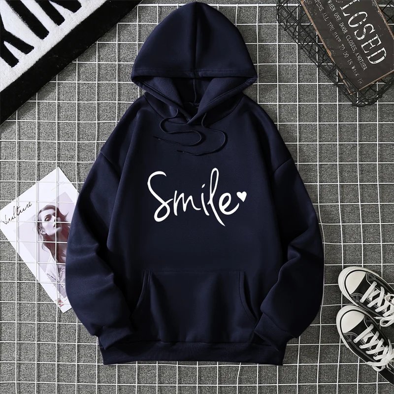 Smile Kapuzenpullover Sweatshirt Fleece Hoodie Pulli Damen Kapuzenpulli Shirt