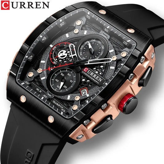 Herren Armbanduhr Silber Schwarz Edelstahl Quarzuhr Luxus Chronograph Business