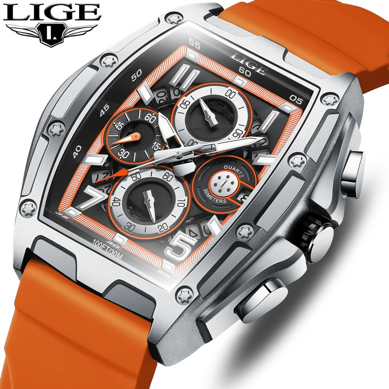 Herren Armbanduhr Silber Schwarz Edelstahl Quarzuhr Luxus Chronograph Business