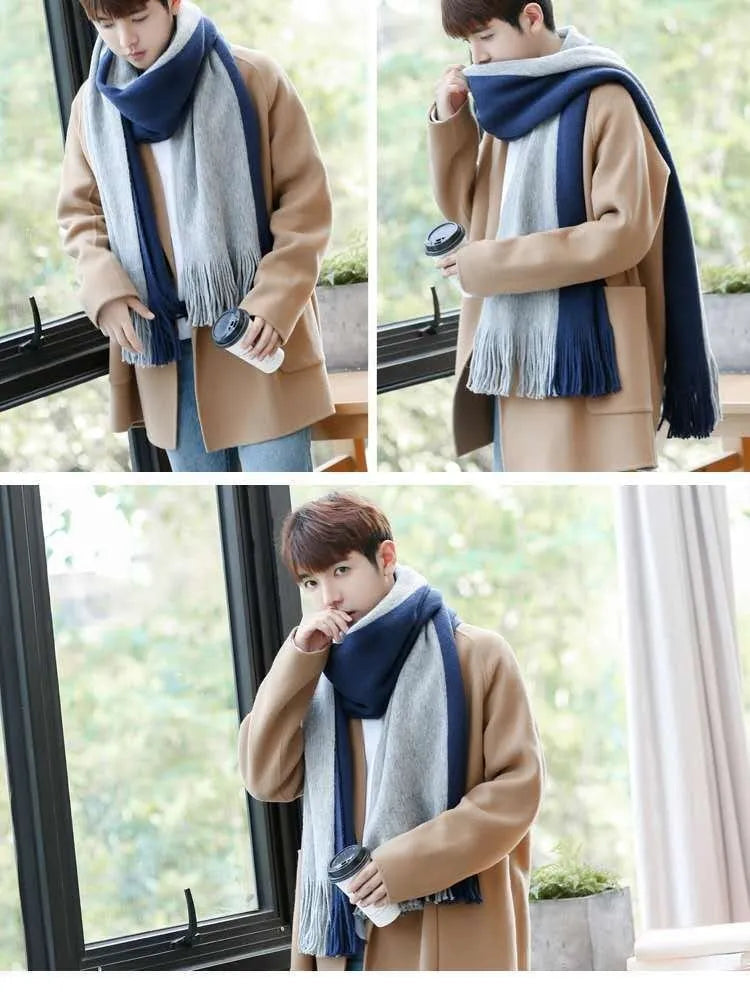 Herren Schal Winterschal Stola Schlauchschal Halstuch Wollschal Strickschal Loop