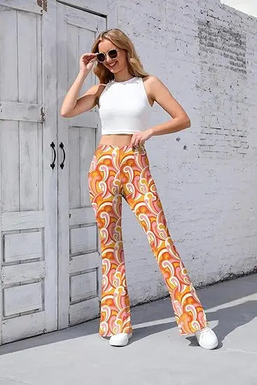 Pantaloni Yoga donna a gamba larga Leggins Svasati Sportivi Fitness Tuta Retro