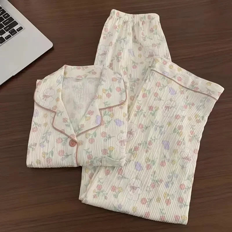 Pyjama für Damen Nachtwäsche Nachthemd Schlafanzug Zweiteiliger Hausanzug