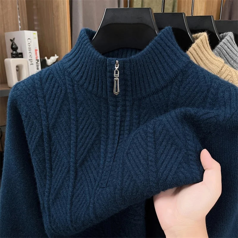 Herren Pullover Sweatshirt Troyer Pulli Sweater Stehkragen Zipper Langarmpulli