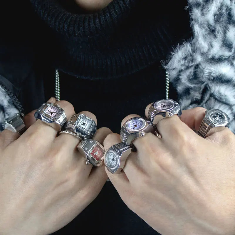 Fashion Fingeruhr Ringuhr Punk Finger Mini Uhr Quarzuhr Ring Herren Damen