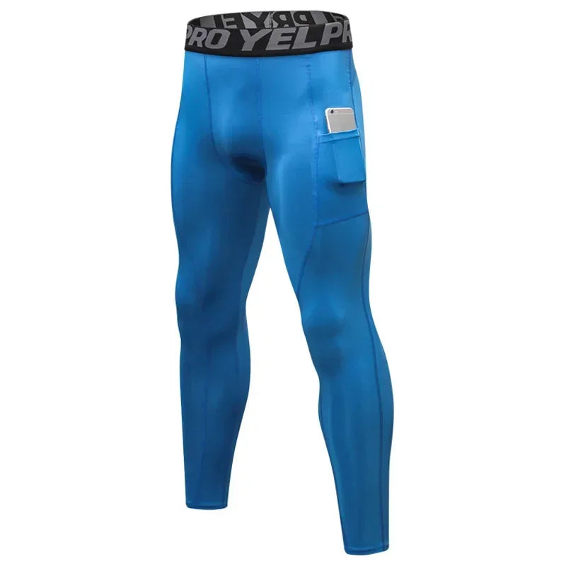 Pantaloni a Compressione da Uomo Leggings Calcio Corsa Palestra Leggins Calza