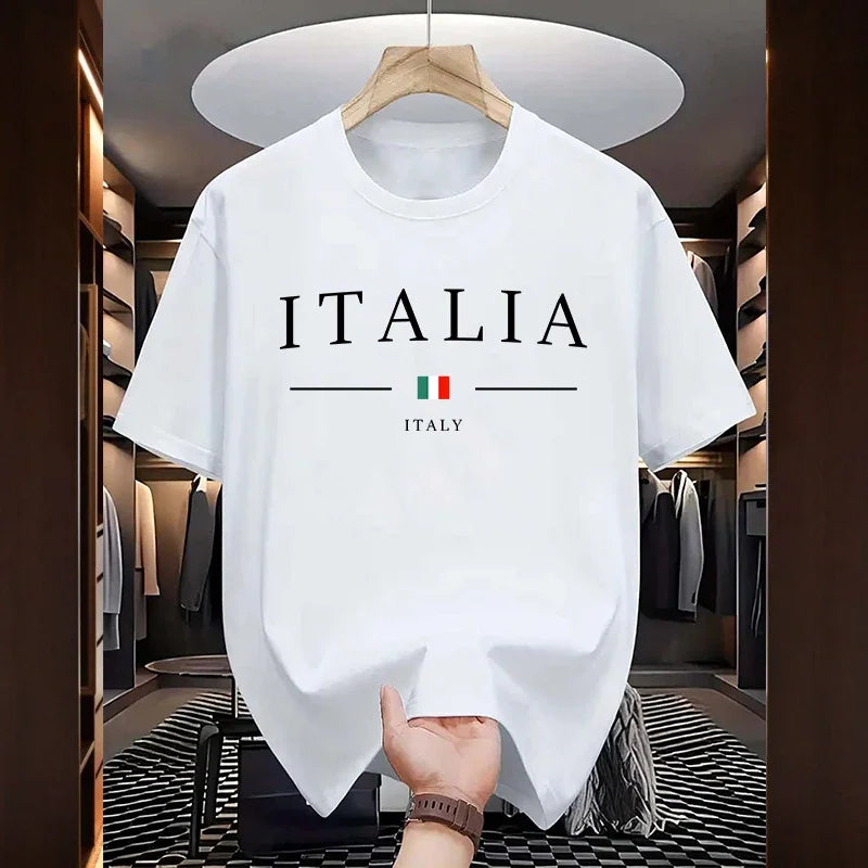 T-Shirt Uomo Manica Corta Italia Maglietta Camicia Maglia Italy 100% Cotone