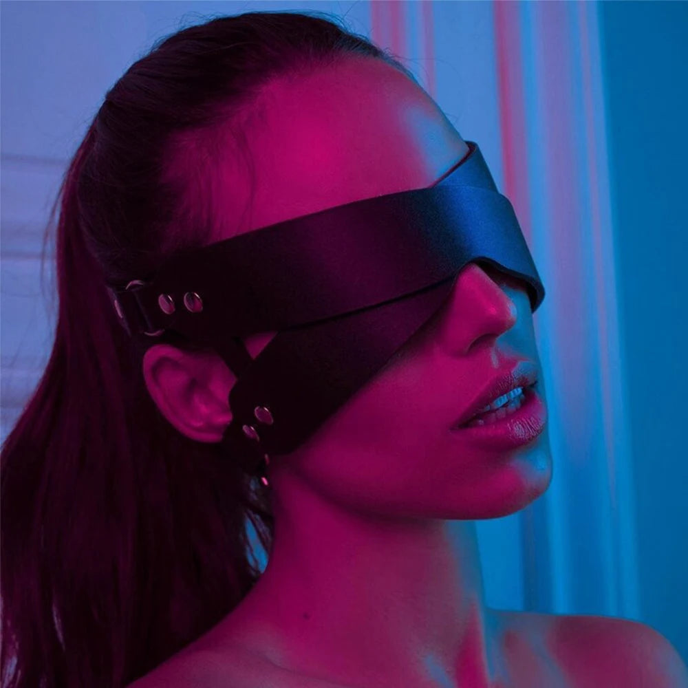 Harness Maske Augenbinde Lack Leder Fetisch Bdsm Bondage Dessous Augenmaske