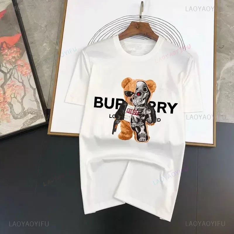 Fashion Herren Hip Hop Teddybär T-Shirt Rundhals Unisex Sommer Streetwear Top