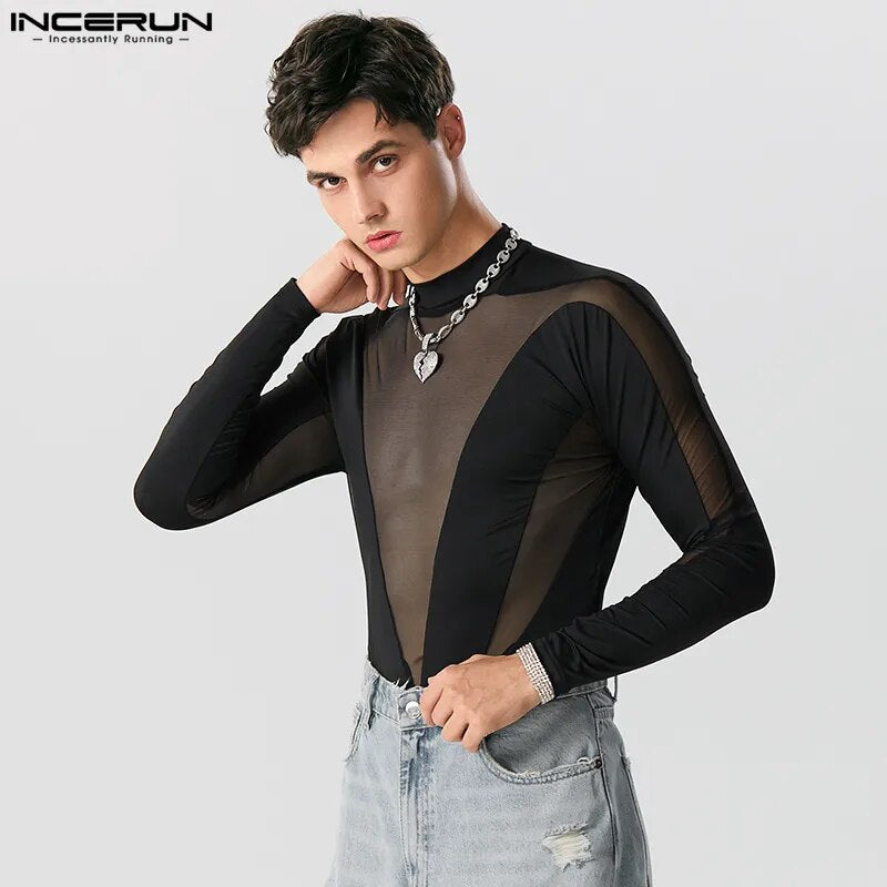 Fetisch Fashion Männer Sexy Bodysuits Herren Body Shirts Hemd Transparent Club
