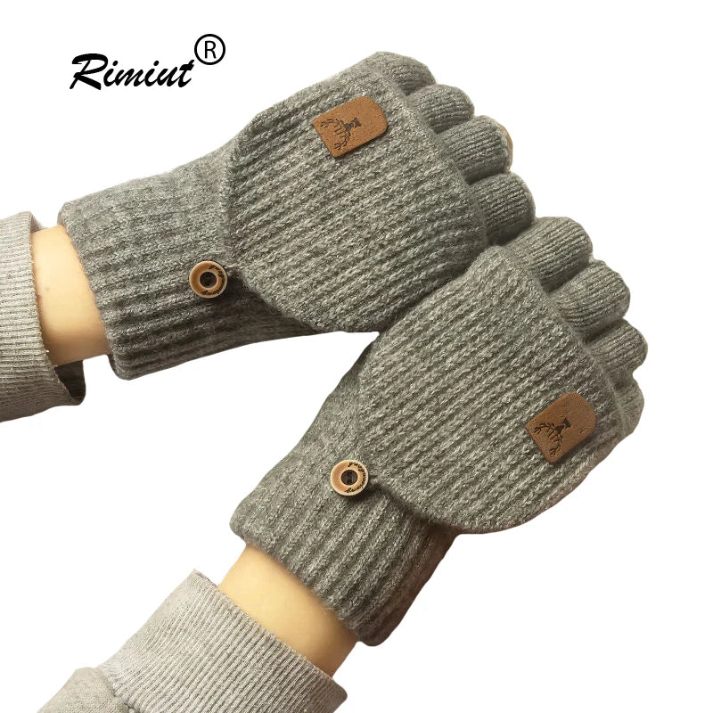 Damen Handschuhe Herbst Winter Gestrickte Damenhandschuhe Fäustlinge Touchscreen
