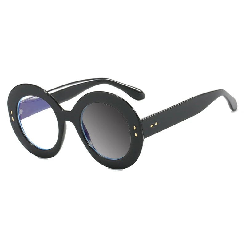 Damen Sonnenbrille Designer Luxus Brille Runde Übergröße Gläser Vintage UV400