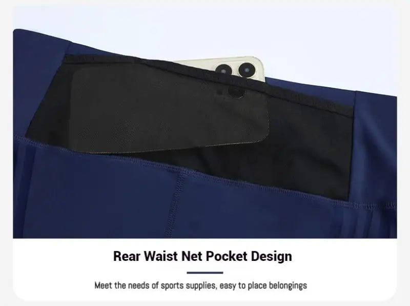 (S-2XL) Herren-Lauf-Kompressionsstrumpfhose, hochelastisch, schnell trocknend, Trainingshose mit Netztasche auf der Rückseite, Fitnessstudio, Training, enge Sporthose