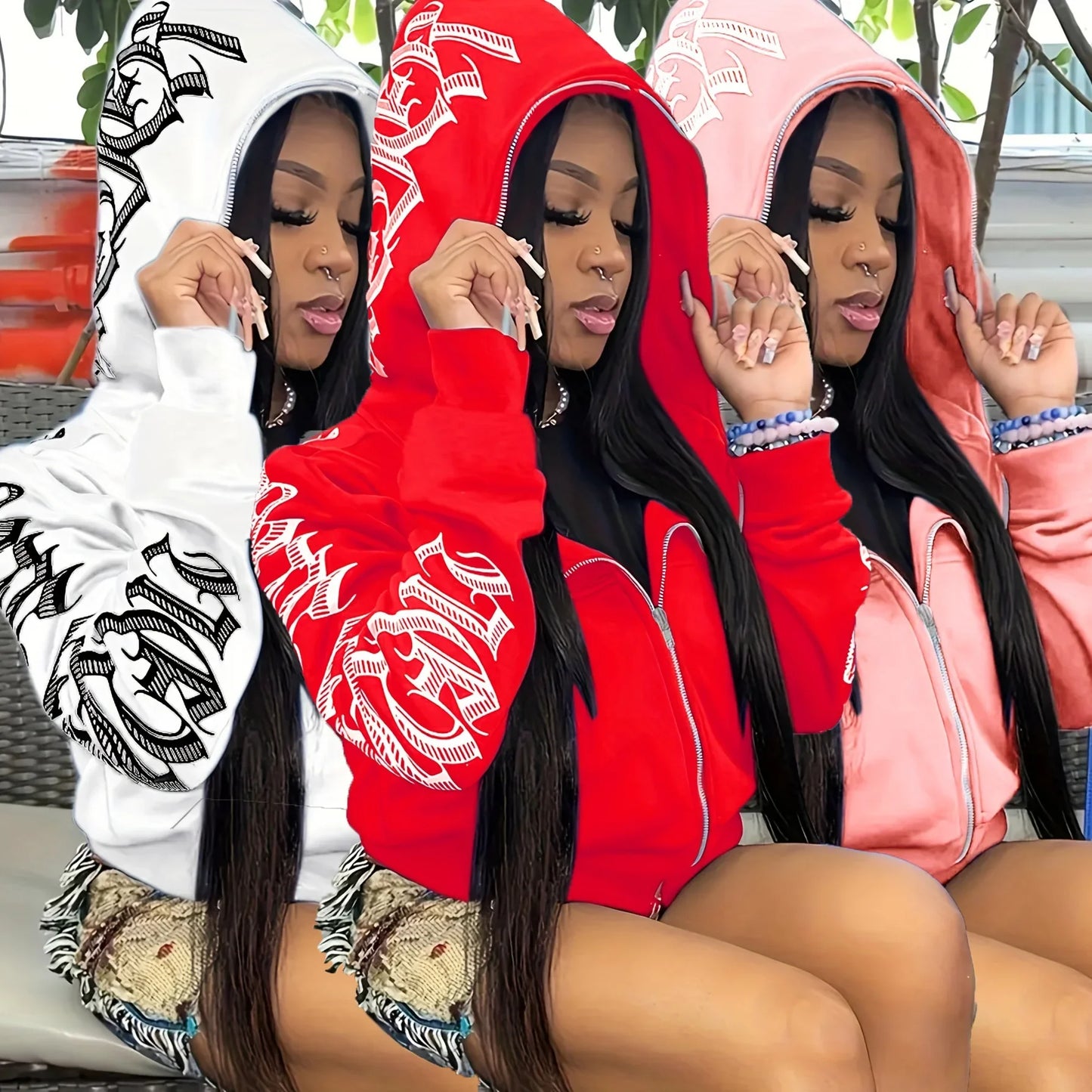 Damen Kapuzenpullover Sweatshirt Hoodie Pulli  Kapuzenpulli Streetwear Pullover