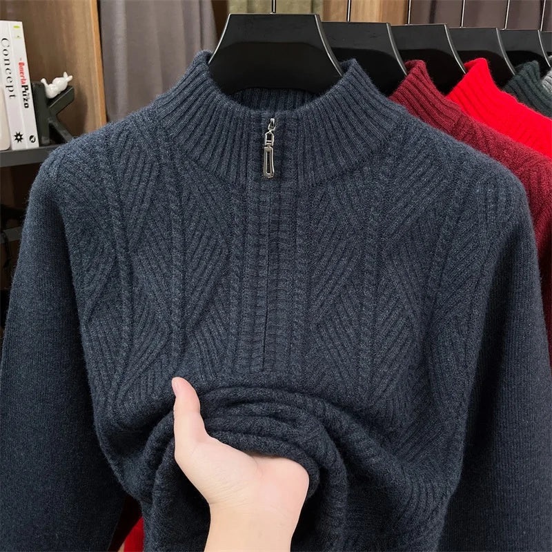 Herren Pullover Sweatshirt Troyer Pulli Sweater Stehkragen Zipper Langarmpulli