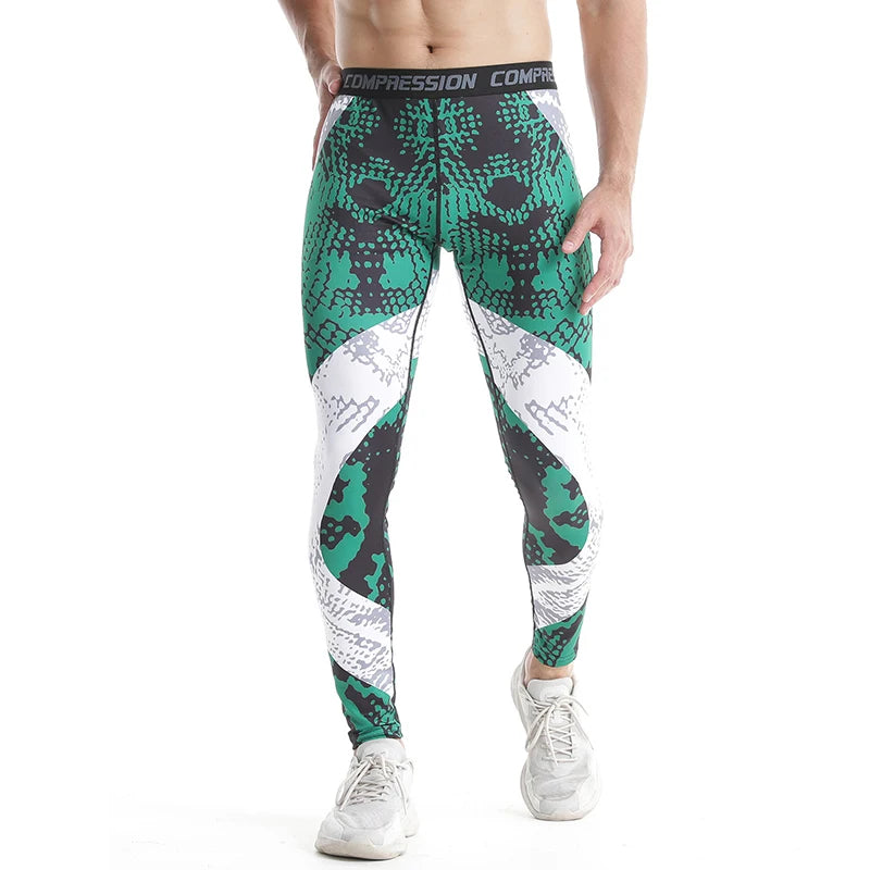 Pantaloni a Compressione da Uomo Leggings Calcio Corsa Palestra Leggins Calza