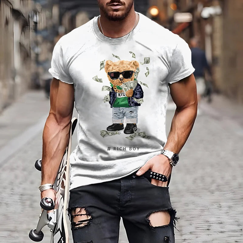 Fashion Herren Shirt Funny Baby Bear T-Shirt Rundhals Tops Sommer Streetwear