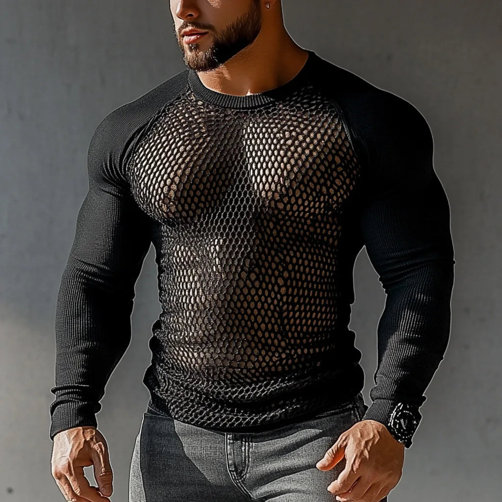 Fetisch Fashion Männer Oberteil Sexy Shirt Herren Body Hemd Transparent Clubwear