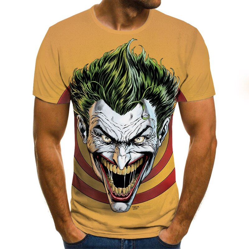 Herren Fashion Vintage  Joker 3D T-Shirt Rundhals Unisex Sommer Streetwear