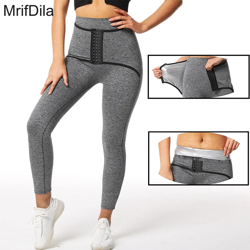 Damen Neopren Sauna Hose Schwitzhose Yogahose Thermoeffekt Abnehmen Hose Leggins