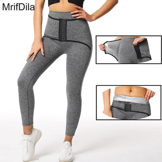 Damen Neopren Sauna Hose Schwitzhose Yogahose Thermoeffekt Abnehmen Hose Leggins