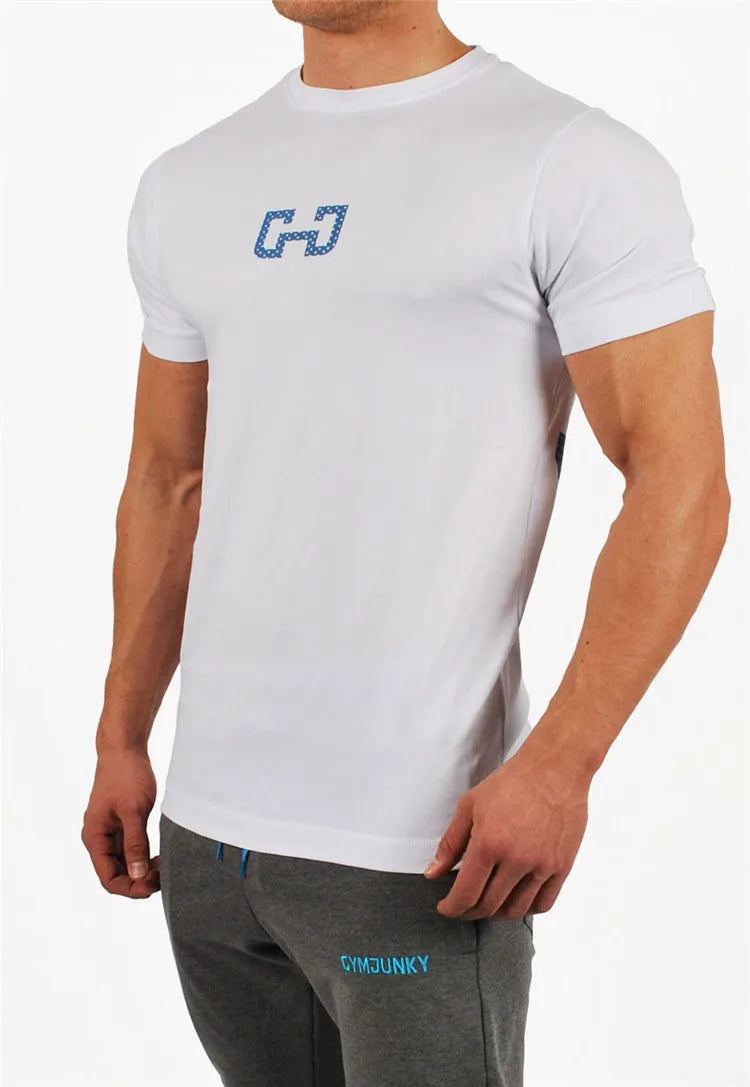 Männer Mode T Shirt Männer Tops Sommer Fitness Bodybuilding Kleidung Muscle Männlichen Shirts Baumwolle Slim Fit Tees