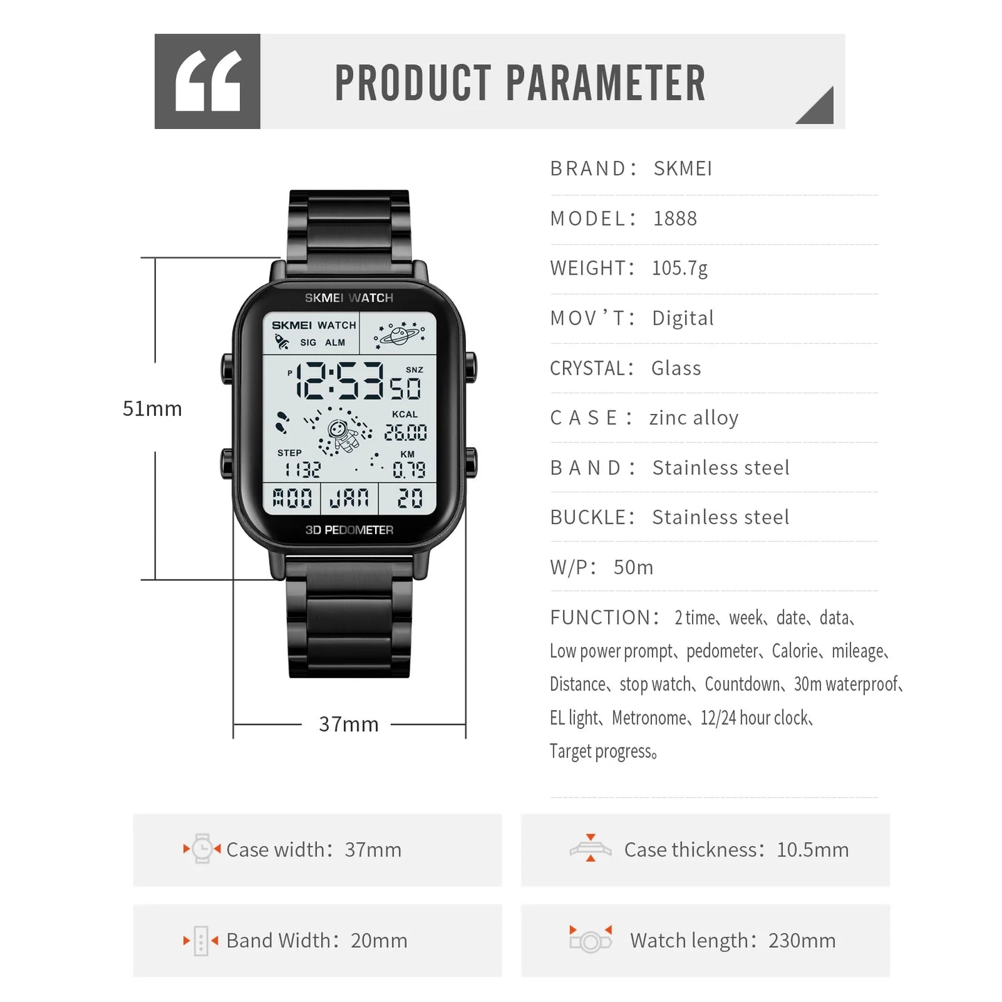Herren Armbanduhr Digital Uhr Silber Edelstahl Quarzuhr Luxus Chronograph