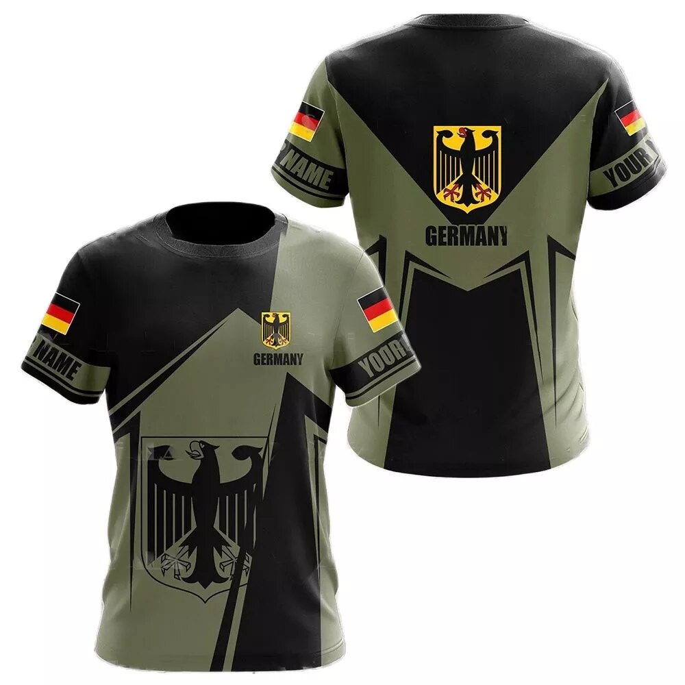 Herren Fashion Deutschland Vintage 3D T-Shirt Rundhals Unisex Sommer Streetwear