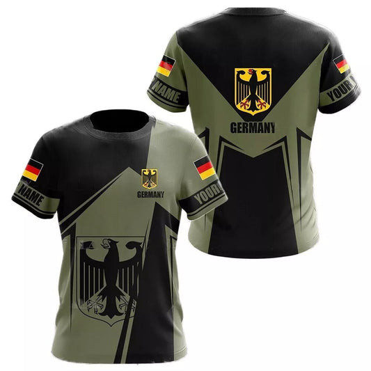 Herren Fashion Deutschland Vintage 3D T-Shirt Rundhals Unisex Sommer Streetwear