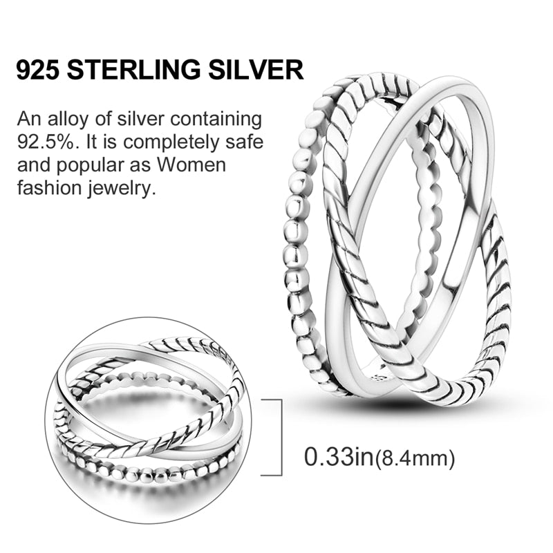 Massiv Sterling Silber 925 Ring filigran Fashion Damenring mit AAA Zirkonia