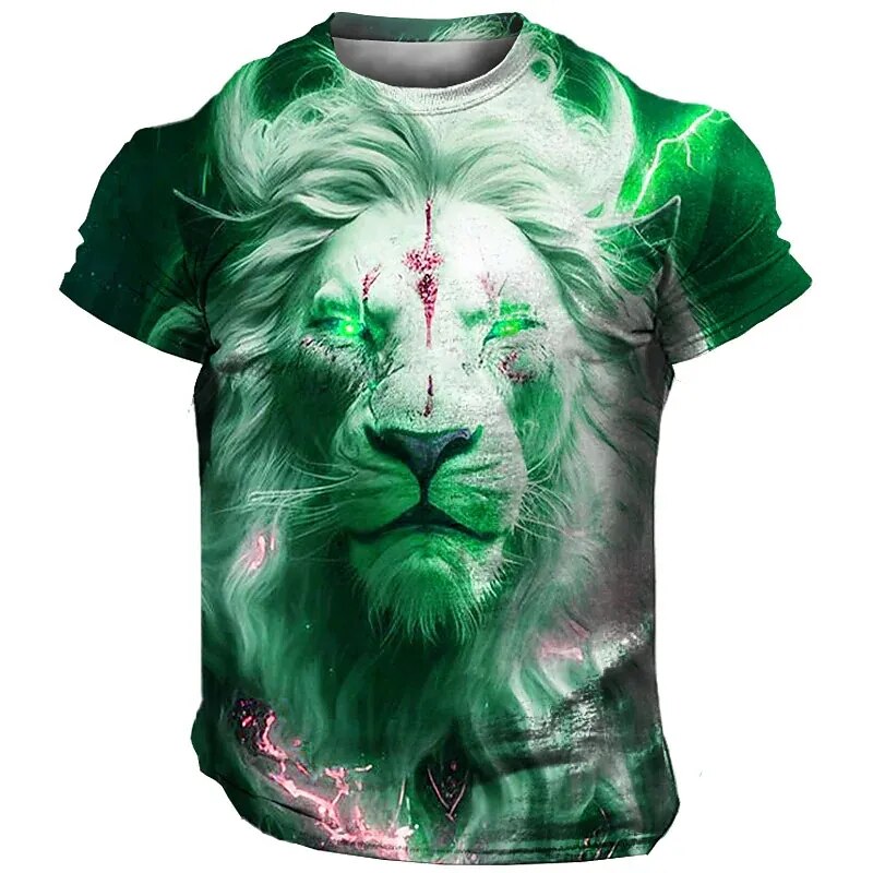 Männer Herren Fashion Lion 3D T-Shirt Rundhals Unisex Sommer Streetwear