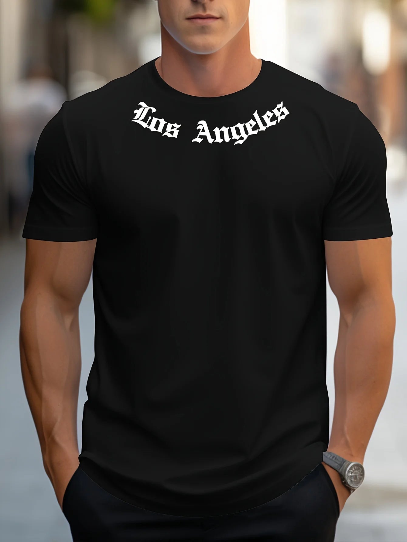Herren T-Shirt Los Angeles Shirt Rundhals Streetwear Tank Top Hemd Polohemd