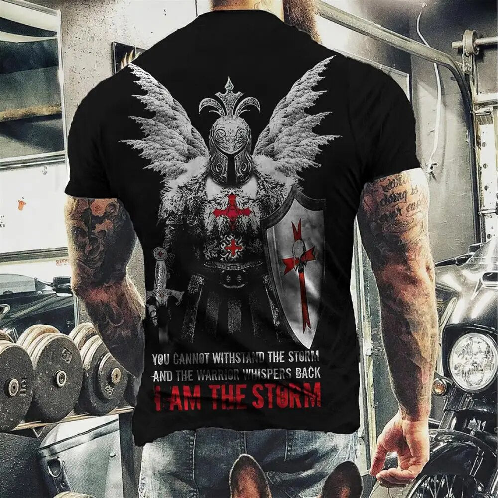 Herren Fashion Vintage 3D T-Shirt Rundhals Unisex Sommer Sparta Streetwear