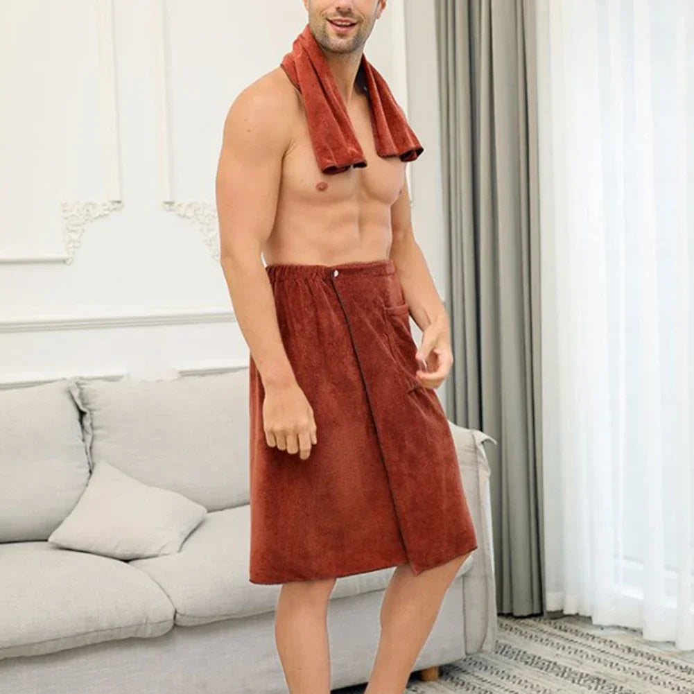 Saunatuch Herren Handtuch Saunakilt Sarong Kilt Wellness Sauna Tuch mit Tasche
