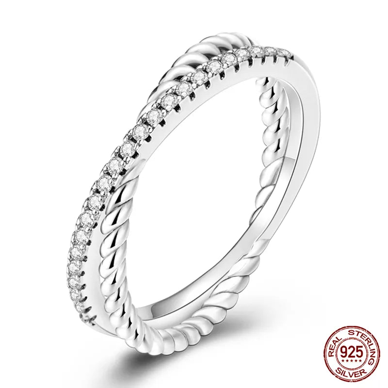 Massiv Sterling Silber 925 Ring filigran Fashion Damenring mit AAA Zirkonia