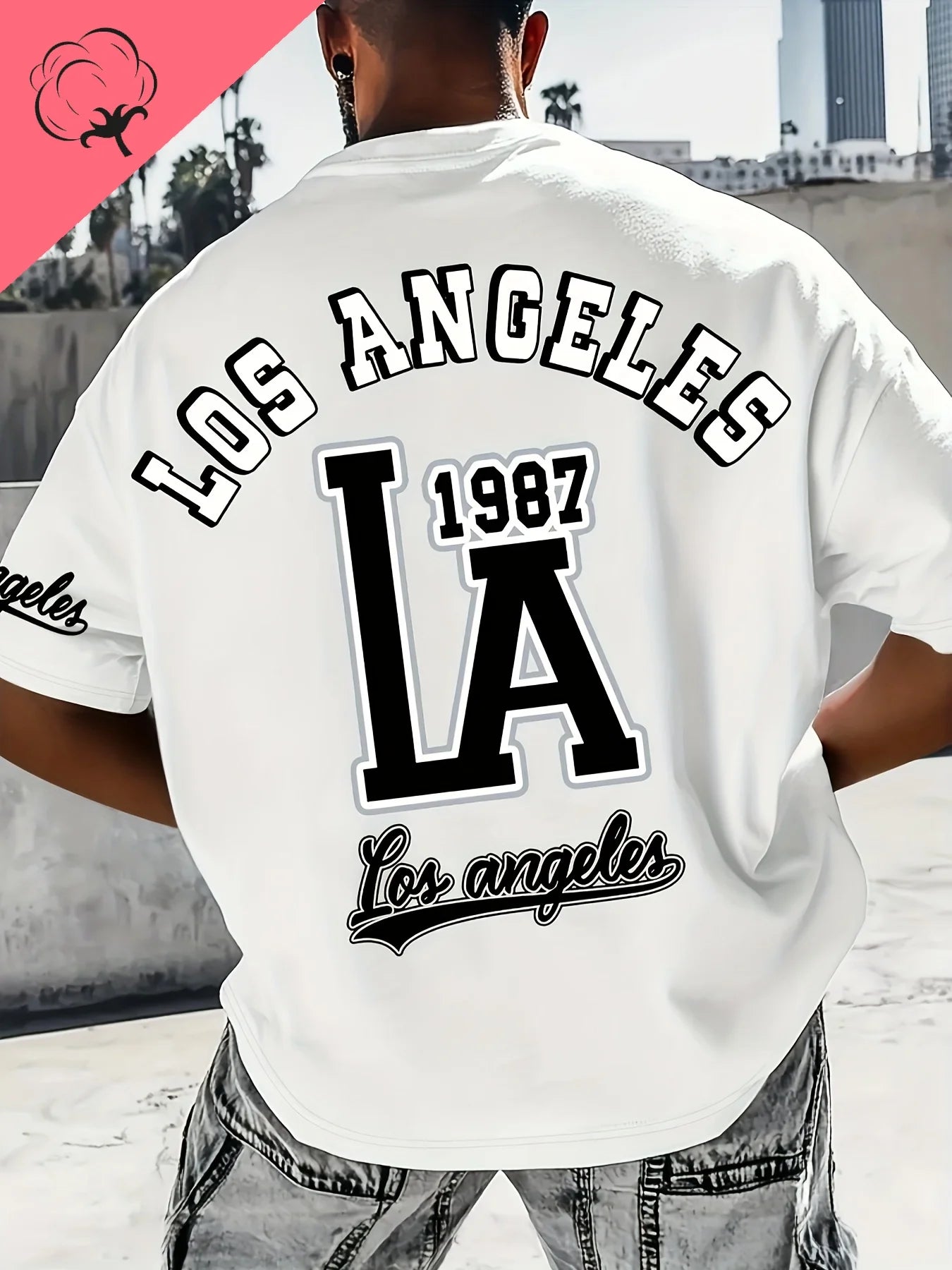 Herren T-Shirt Los Angeles Shirt Rundhals Streetwear Tank Top Hemd Polohemd