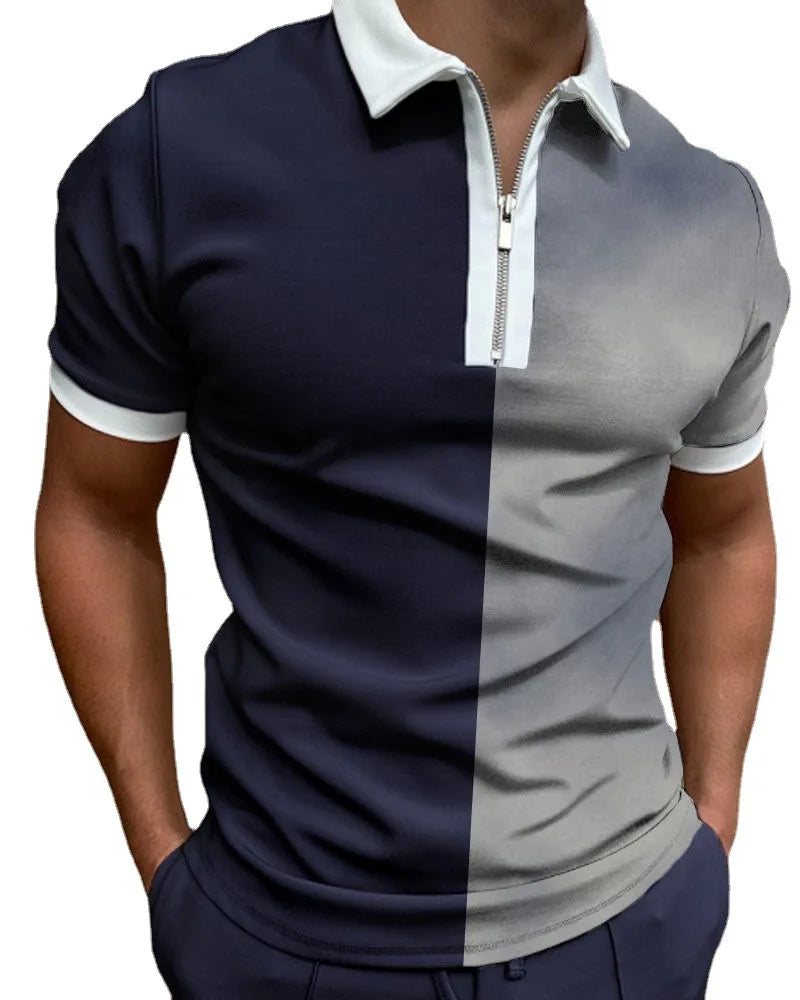 Herren Fashion Poloshirt POLO Shirt T-Shirt Kurzarm Zipper Hemd Polohemd NEU