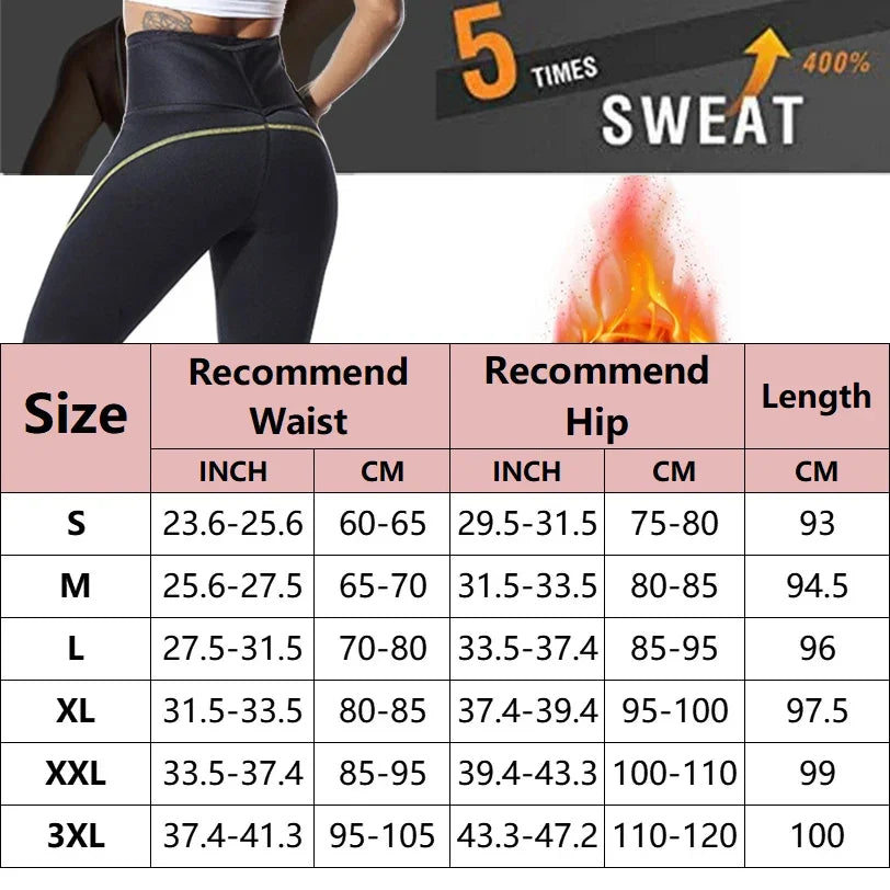 Damen Neopren Sauna Hose Schwitzhose Yogahose Thermoeffekt Abnehmen Hose Leggins