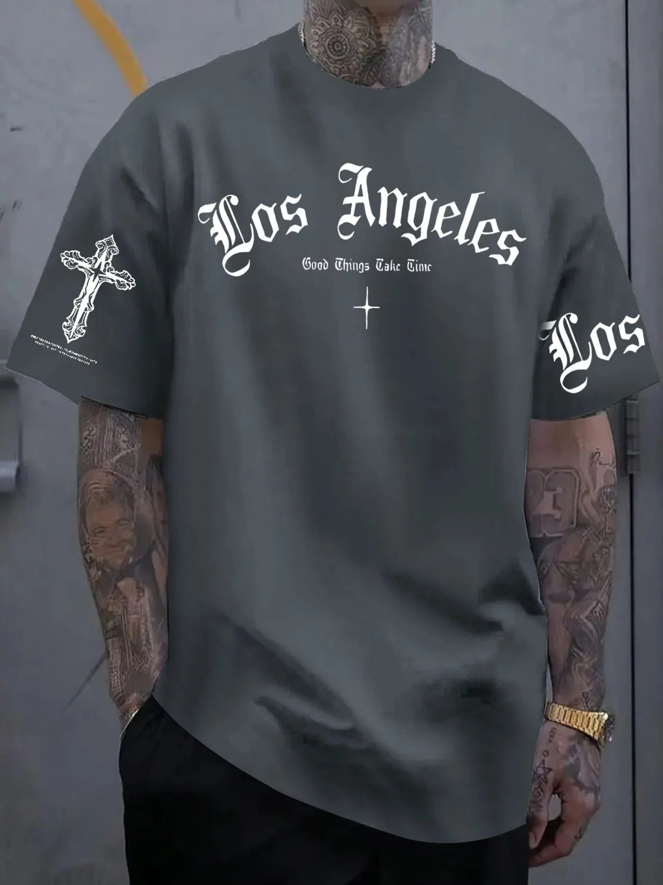 Herren T-Shirt Los Angeles Shirt Rundhals Streetwear Tank Top Hemd Polohemd