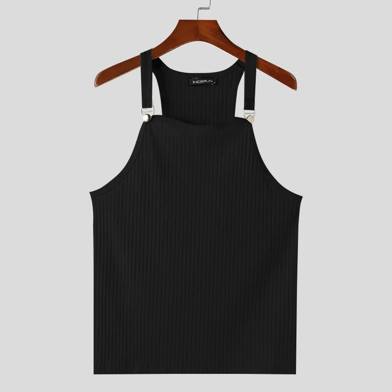 Incerun Tops 2024 koreanischen Stil neue Herren gestrickte Pit Strap Westen Sommer lässig Streetwear Persönlichkeit ärmellose Tanktops S-5XL